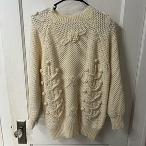 Vintage Cream Sweater with Floral Detailing